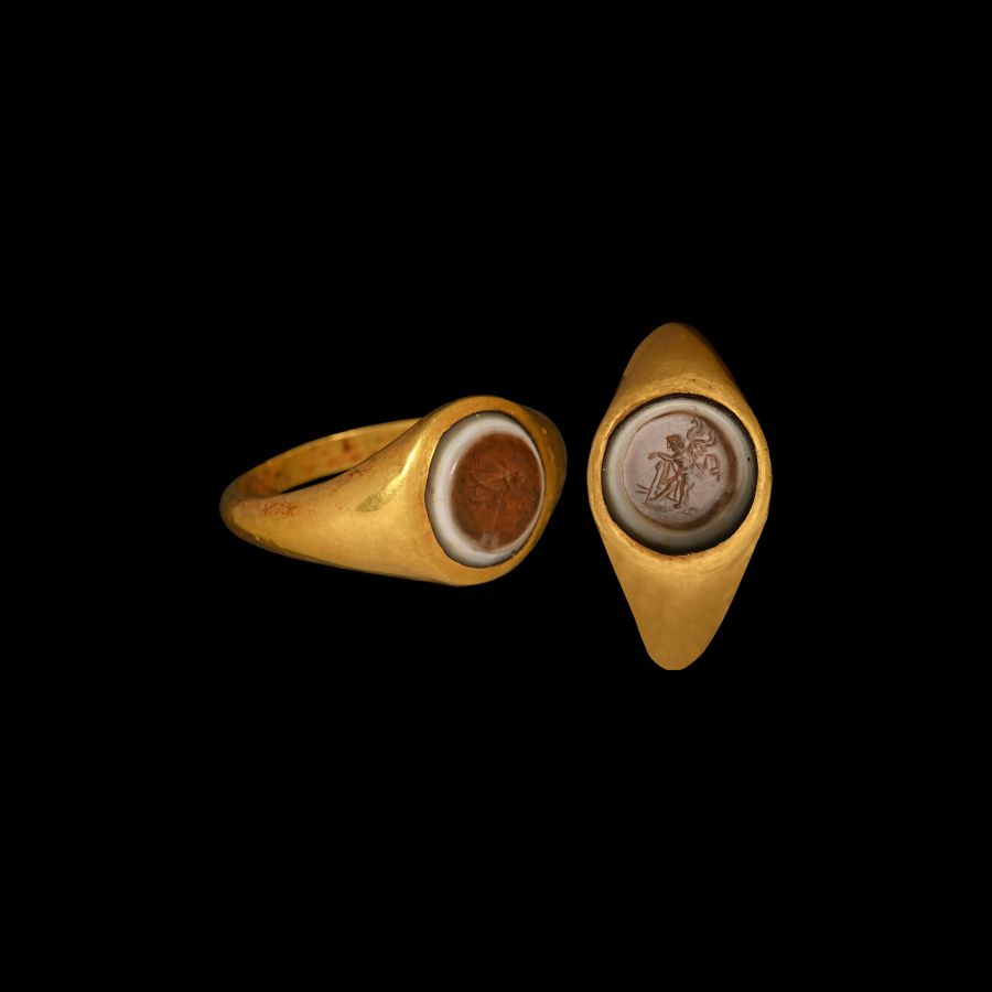 Roman Gold Ring with Intaglio of Cupid