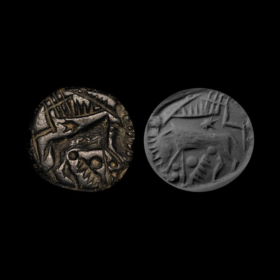 Large Anatolian Steatite Seal with Carved Bird