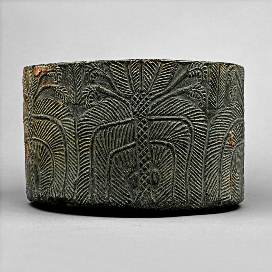 Mesopotamian Steatite Bowl with Animals and Palm Trees