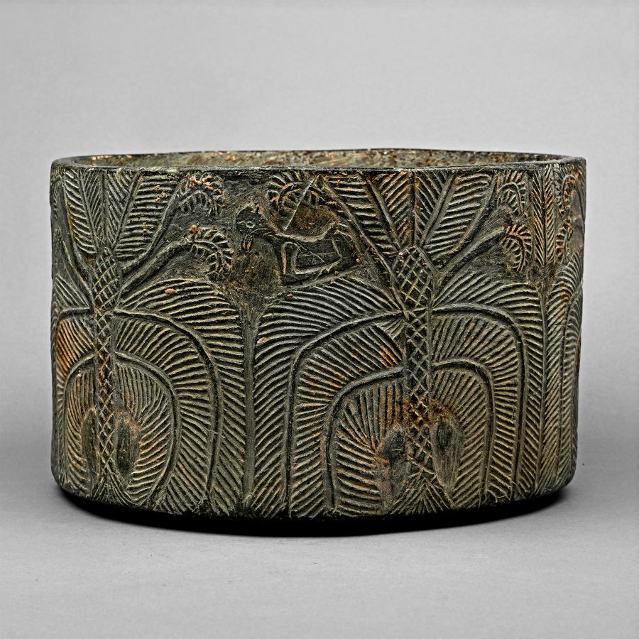Mesopotamian Steatite Bowl with Animals and Palm Trees