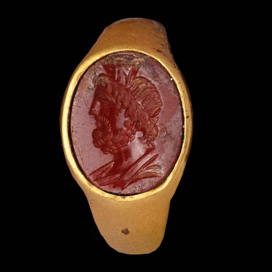 Roman Gold Ring with Bust of the God Serapis