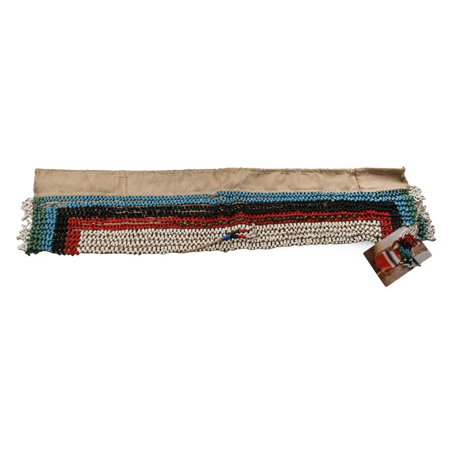 Married Zulu Woman's Beaded 'Itete' Apron and Photograph of a Descendant of the Owner