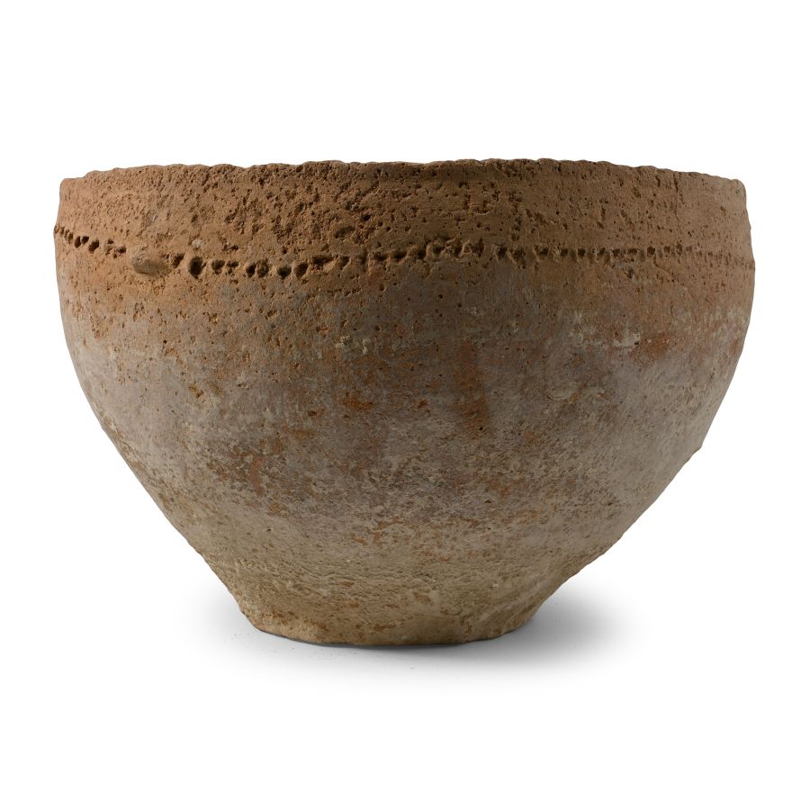 Very Large Decorated Holy Land Terracotta Bowl