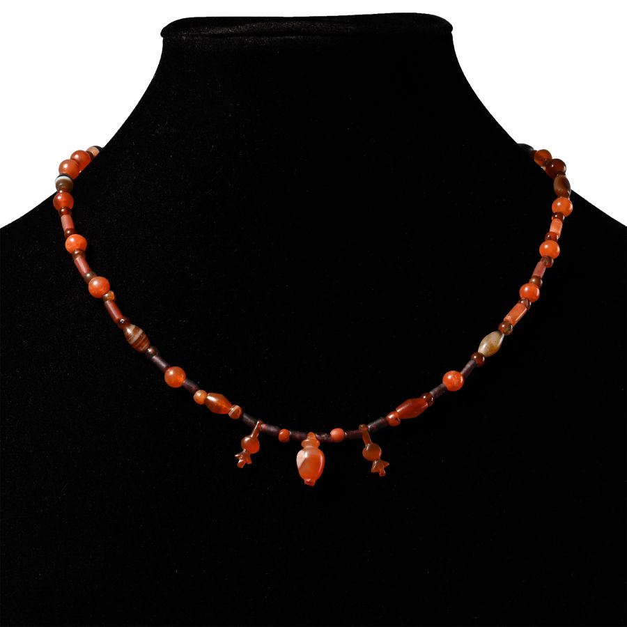 Egyptian Hardstone Necklace with Amulets