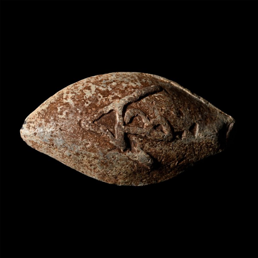 Greek Lead Slingshot of Alexander the Great, Celebrating him as Invincible