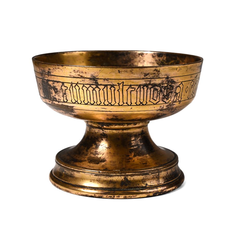 Post Medieval Gilt Bronze Chalice with Biblical Proverb in Latin