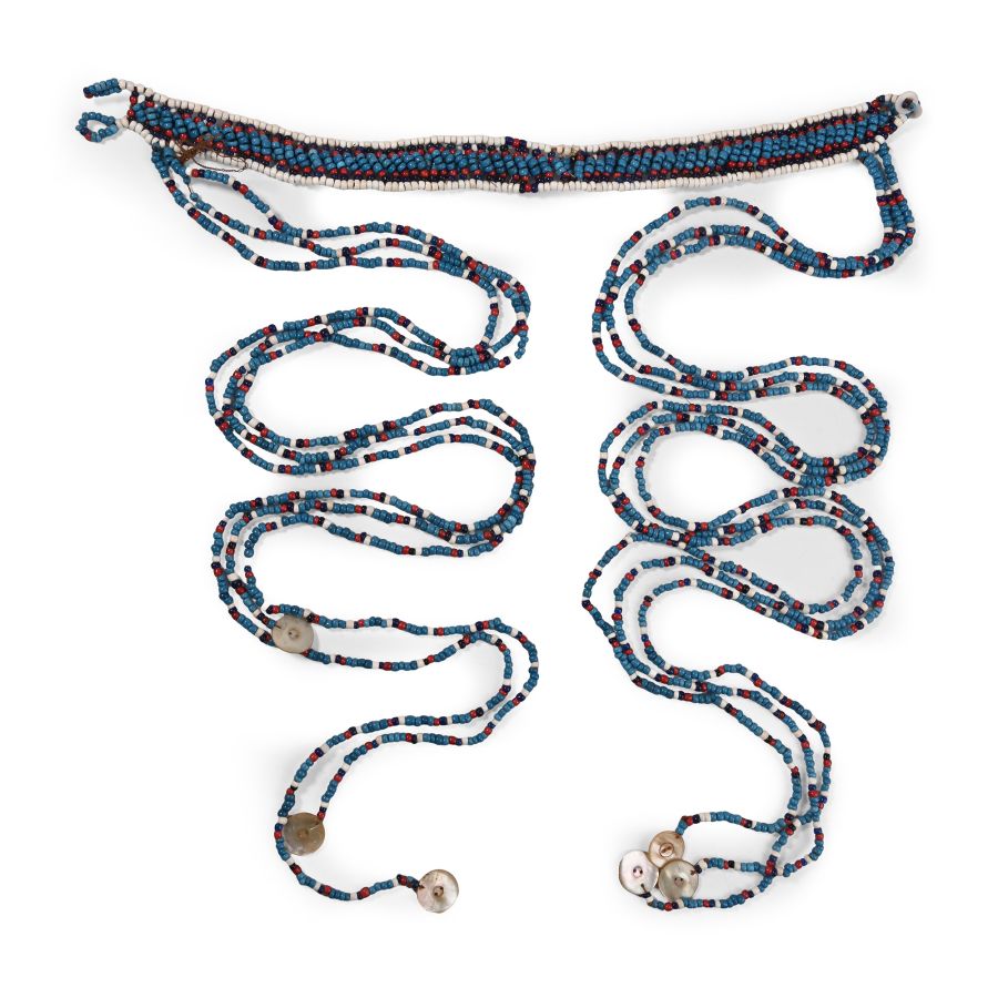 Zulu Man's Glass Bead Long Necklace with Buttons