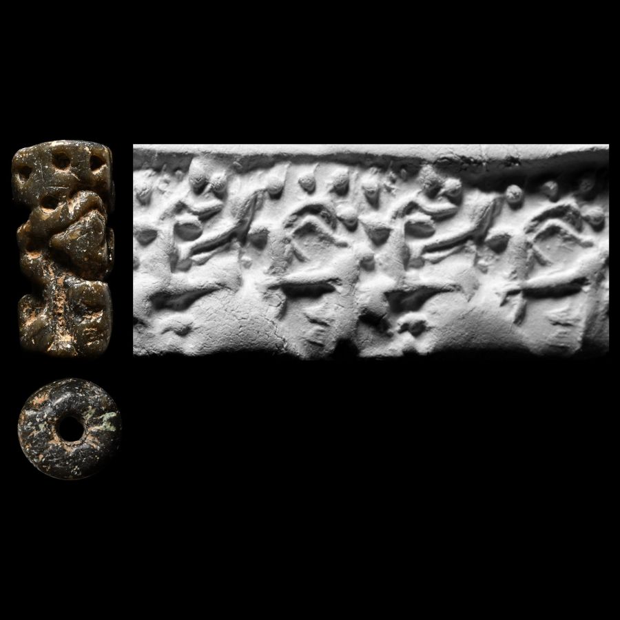 Neo-Assyrian Steatite Cylinder Seal with Capricorns