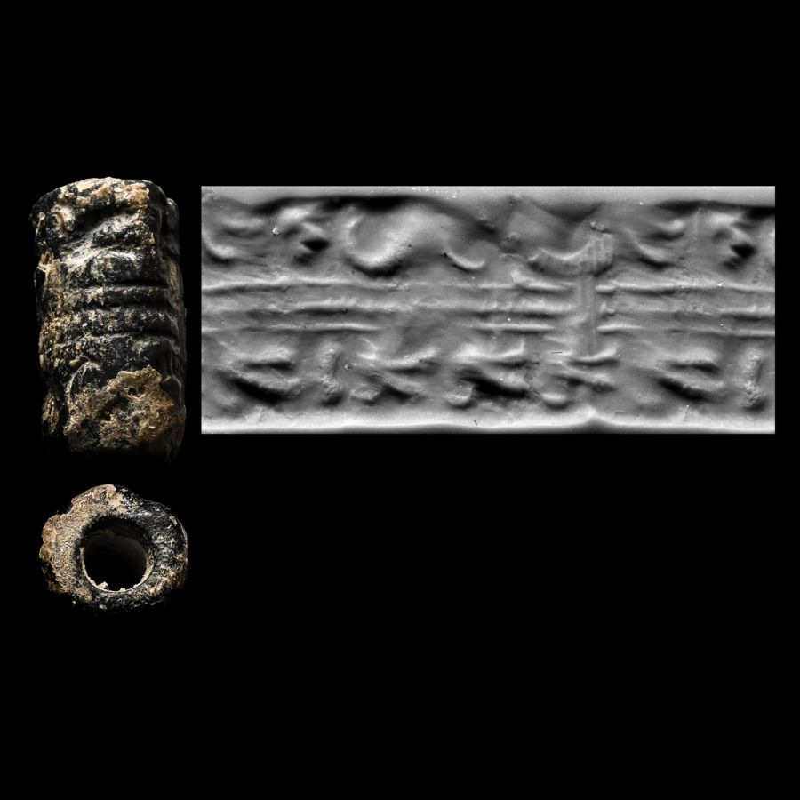 Syrian Haematite Cylinder Seal with Birds