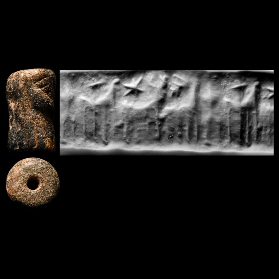 Syrian Steatite Cylinder Seal with Beasts