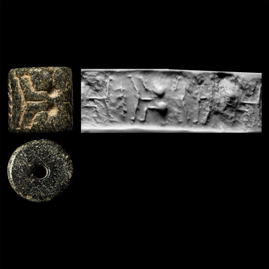 Uruk Grey Chert Cylinder Seal