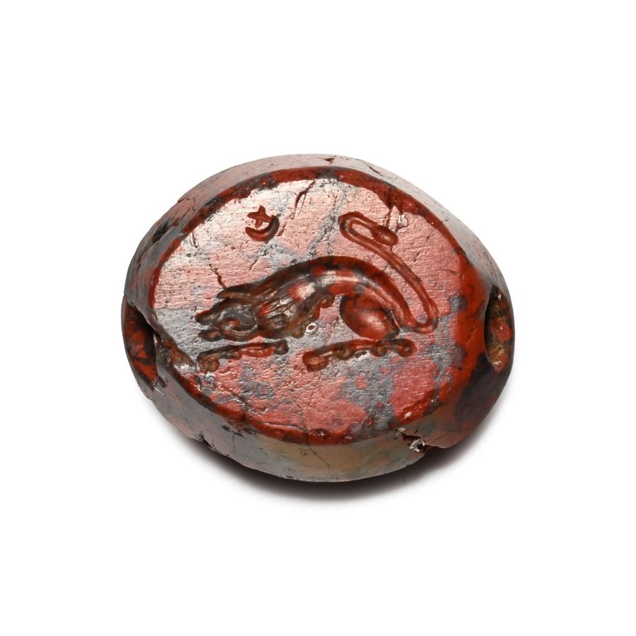 Greek Red Variegated Gemstone with Lioness