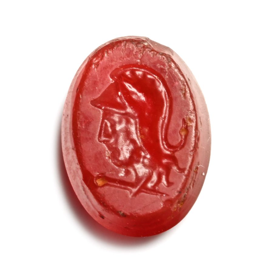 Roman Carnelian Gemstone with Bust of Minerva