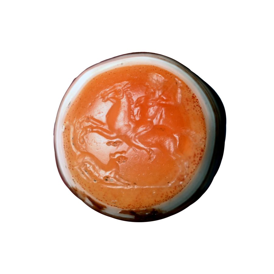 Greek Carnelian Onyx Gemstone with Horseman