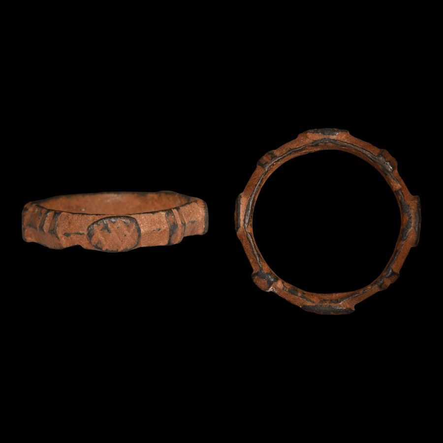 Roman Bronze Military Glove Ring with Four Bezels