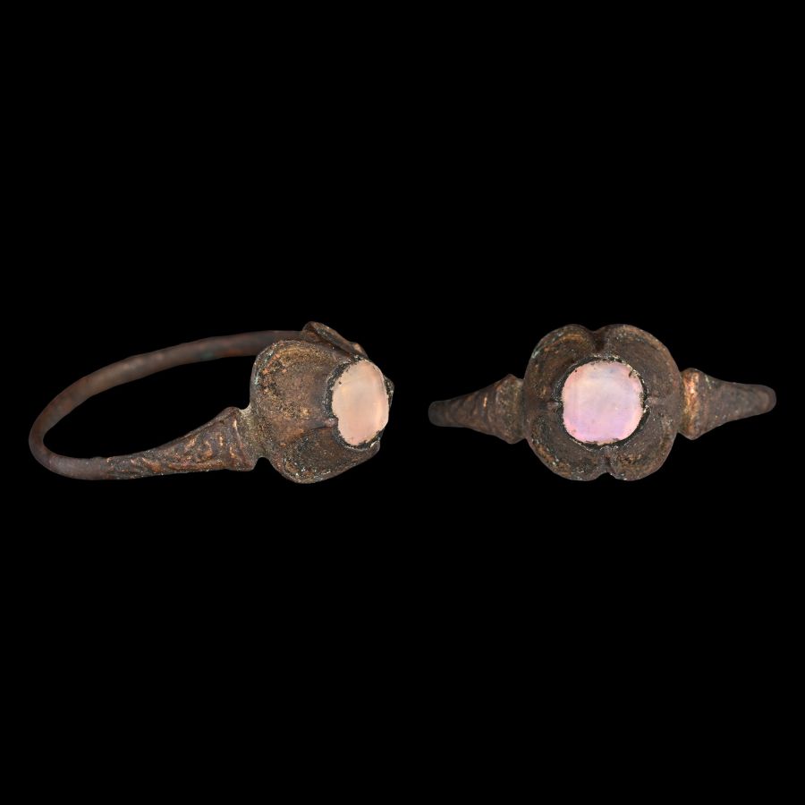 Medieval Bronze Ring with Gem