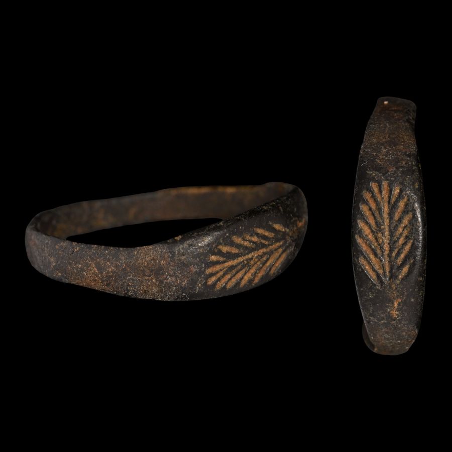 Roman Bronze Ring with Palm Branch