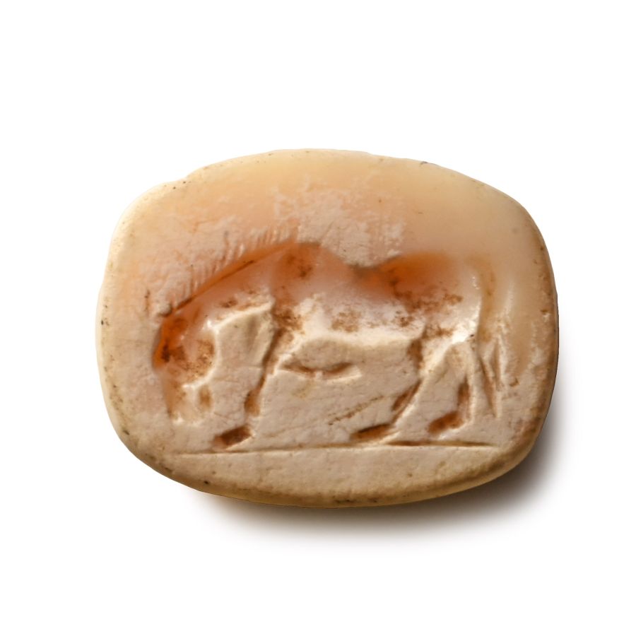 Roman Cream Gemstone with Grazing Horse