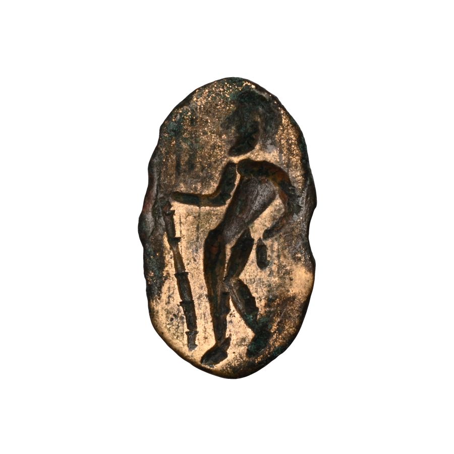 Greek Bronze Intaglio with Naked Herakles