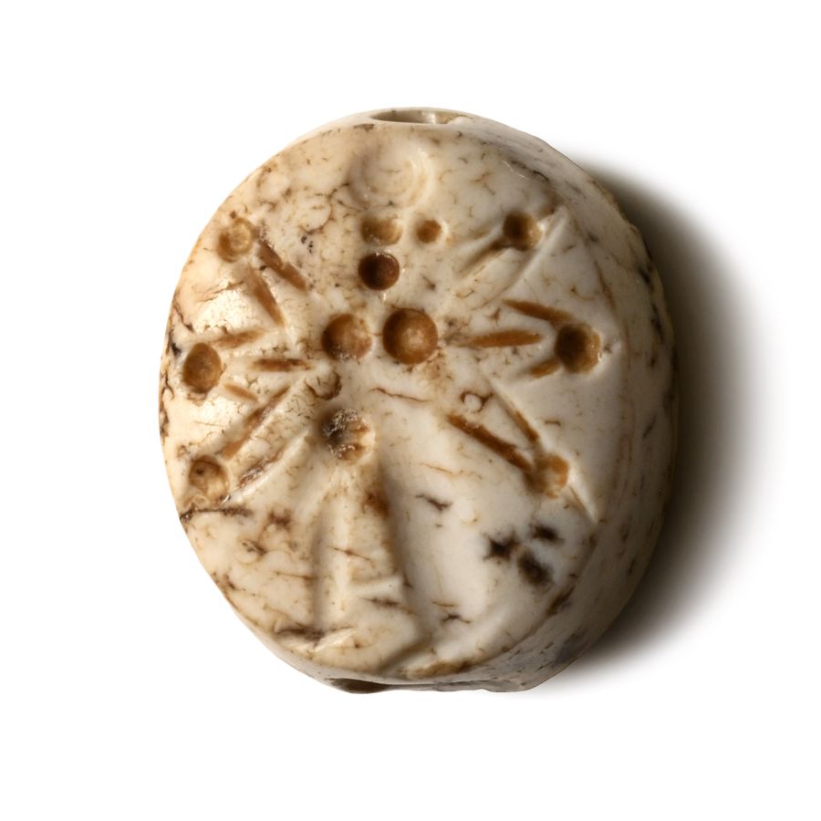 Western Asiatic Variegated Agate Gemstone with Stylised Goddess