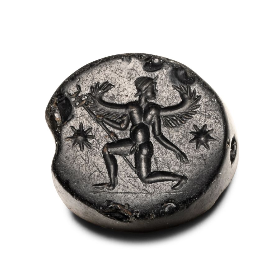 Western Asiatic Black Gemstone with Winged Genius