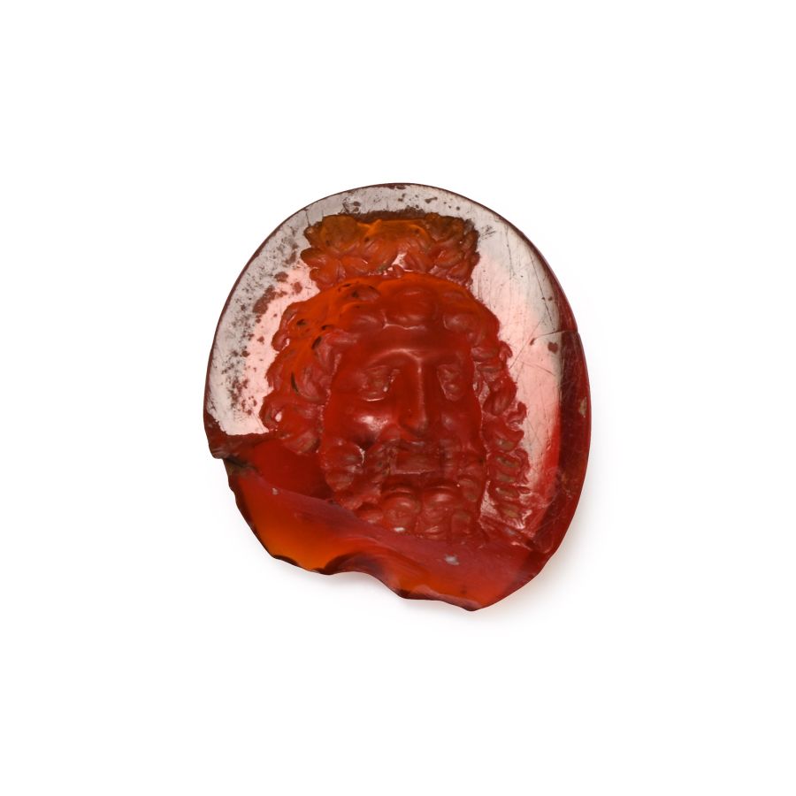 Roman Carnelian Gemstone with Bust of Serapis