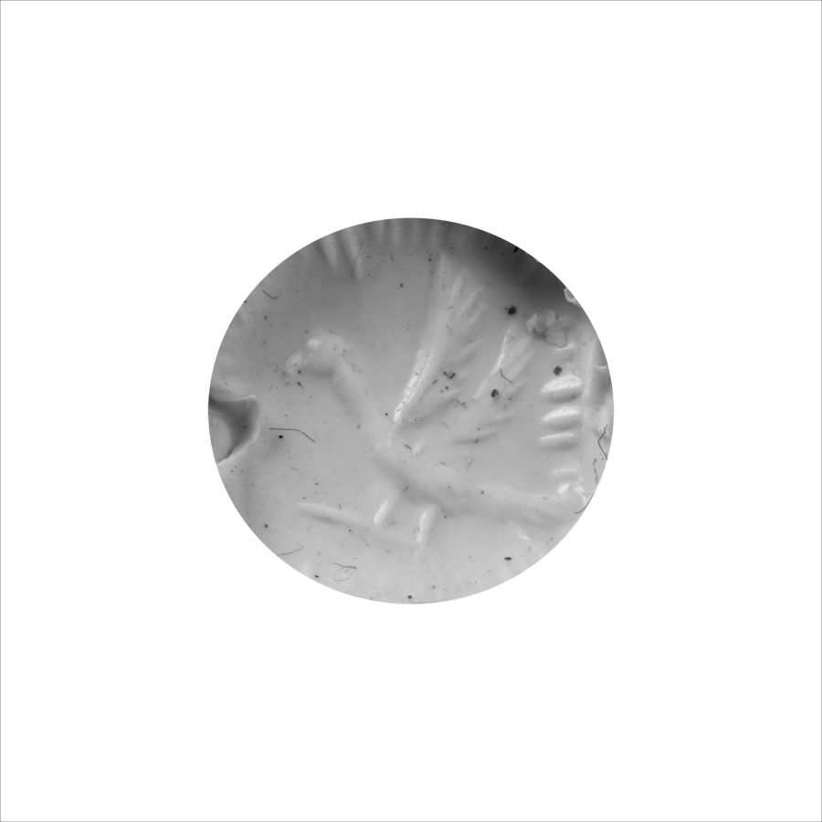 Phoenician Marbled Grey Stone Scarab with Bird