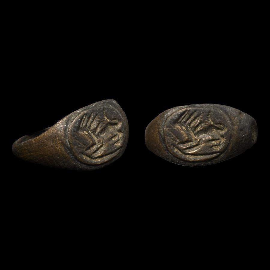 Byzantine Bronze Ring with Lion