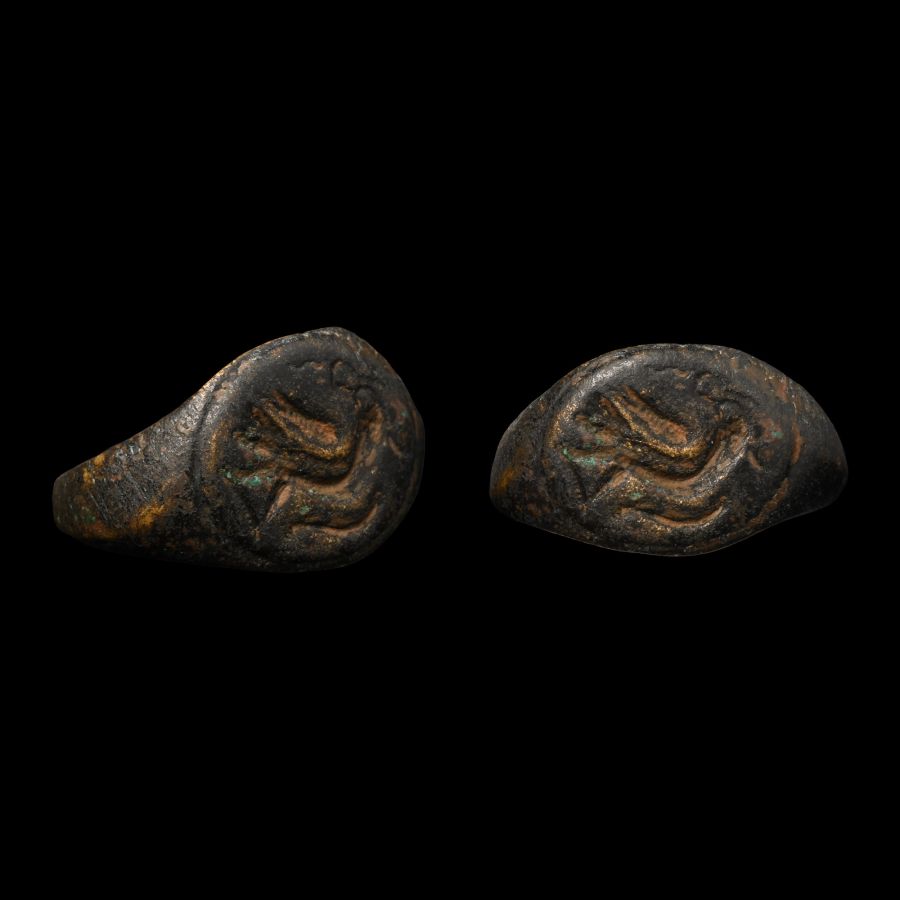 Byzantine Bronze Ring with Dove