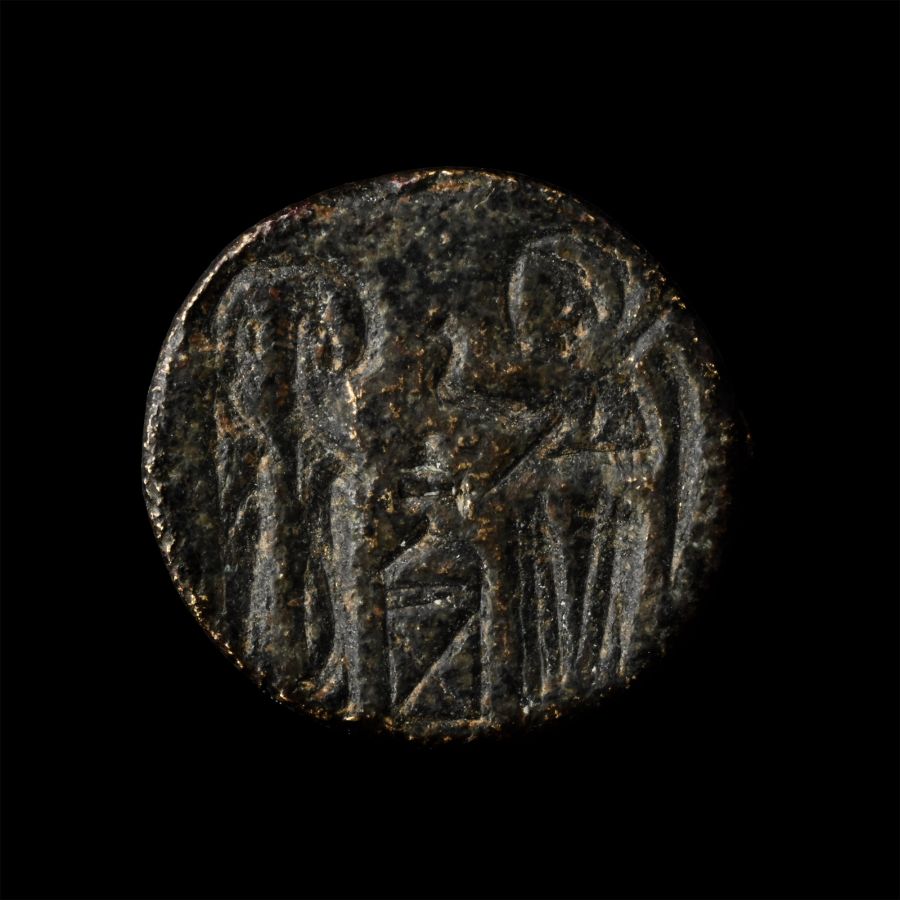 Byzantine Bronze Ring Bezel with Saints