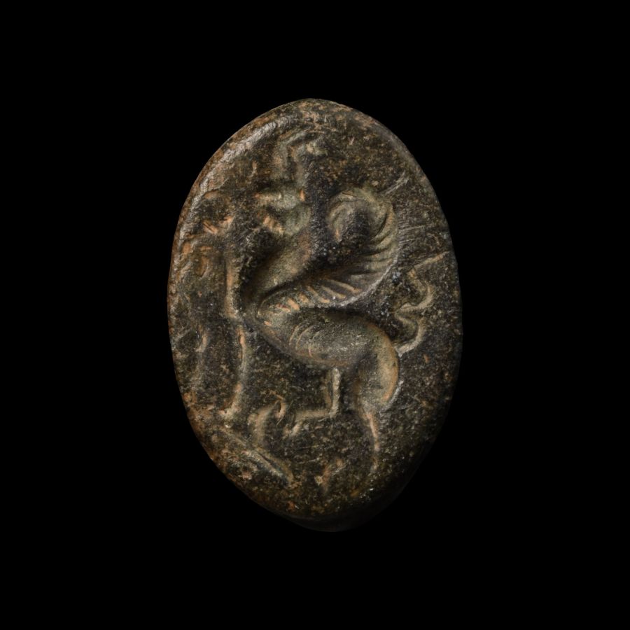 Large Greek Bronze Ring Bezel with Gryphon