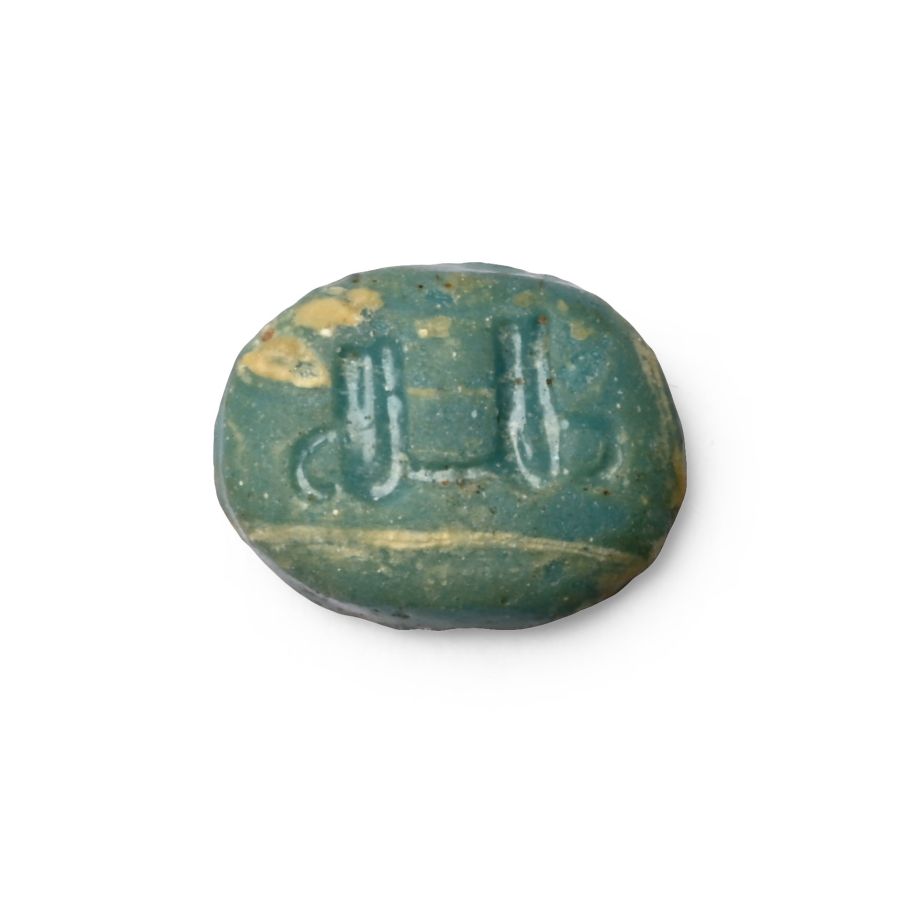 Western Asiatic Pale Blue Glass Calligraphic Gem