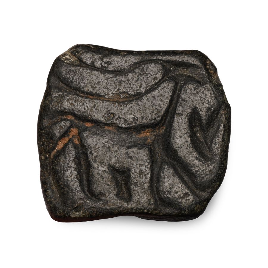 Western Asiatic Engraved Black Stone Stamp Seal with Animal
