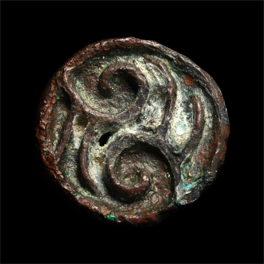 Western Asiatic Bronze Seal Matrix with Sea Scrolls