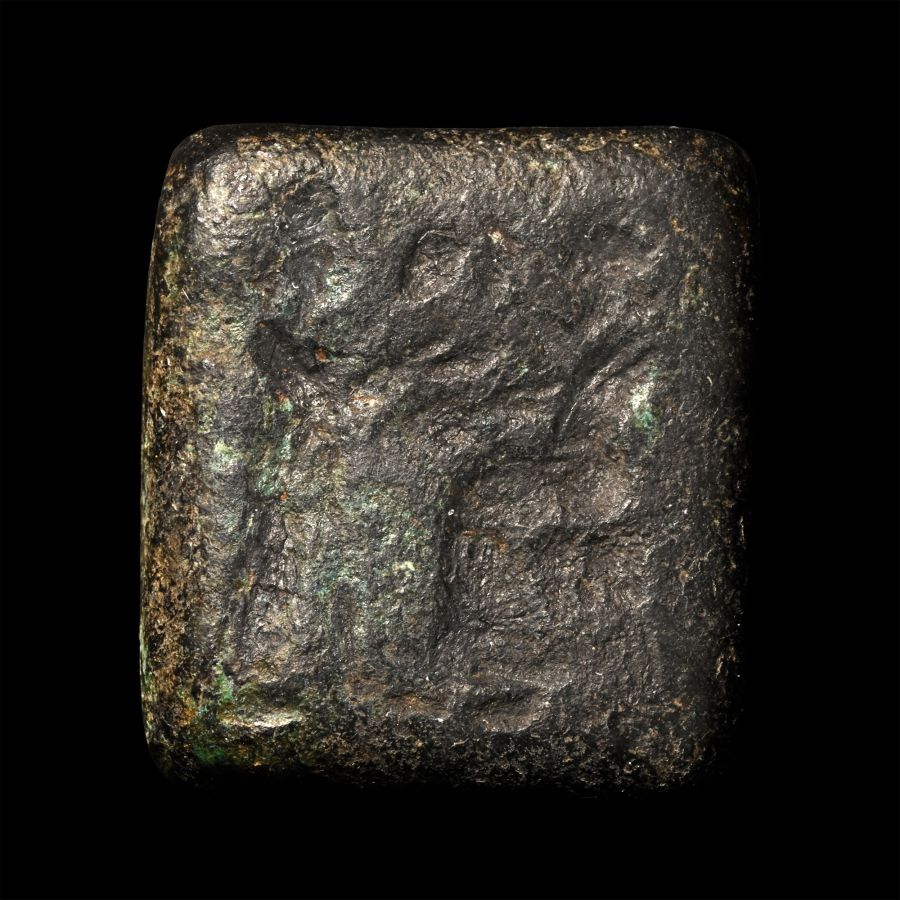 Western Asiatic Bronze Amuletic Stamp Seal with Figures