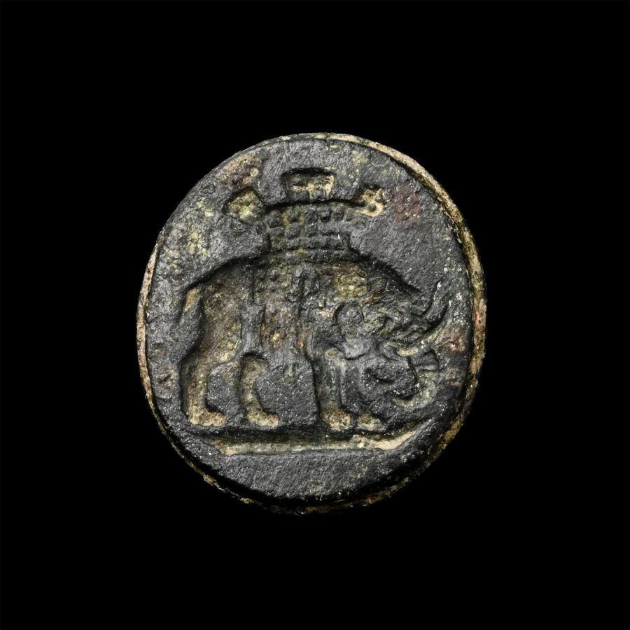 Indian Bronze Seal Matrix with Elephant