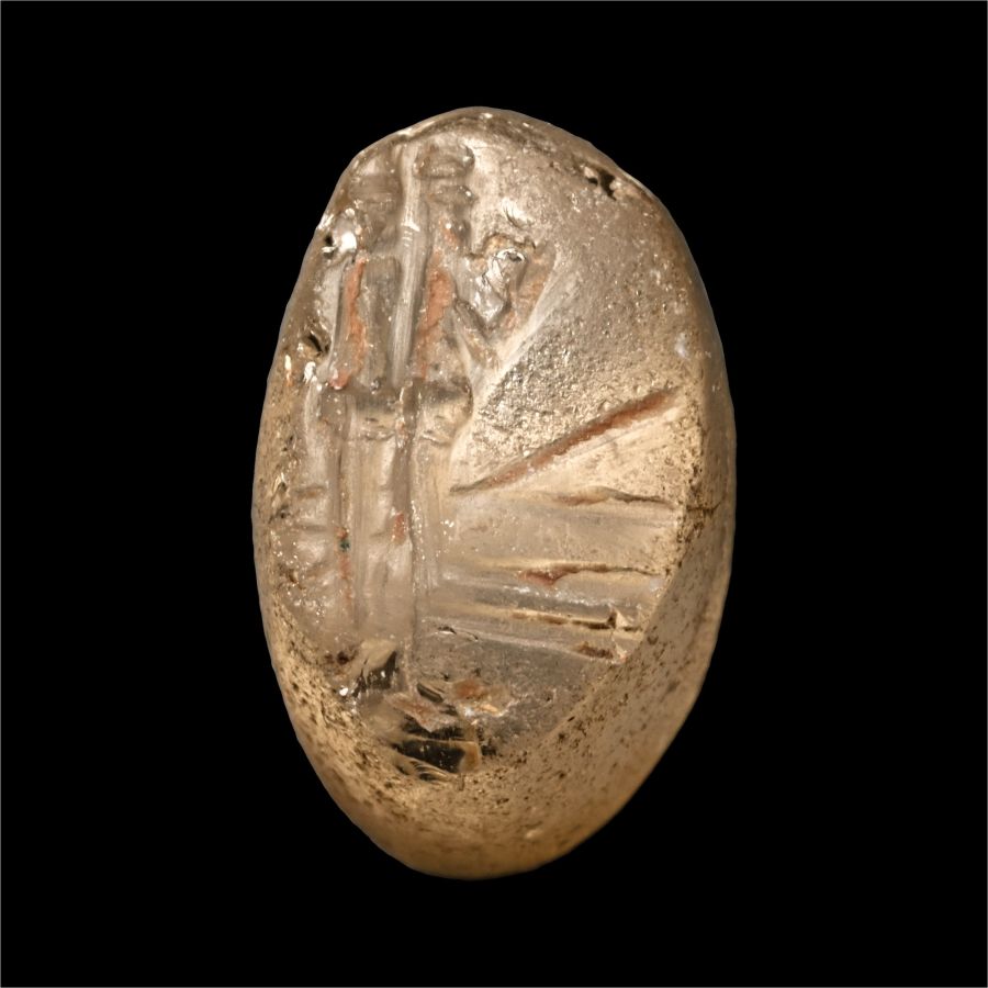 Neo-Babylonian Rock Crystal Stamp Seal with Figure