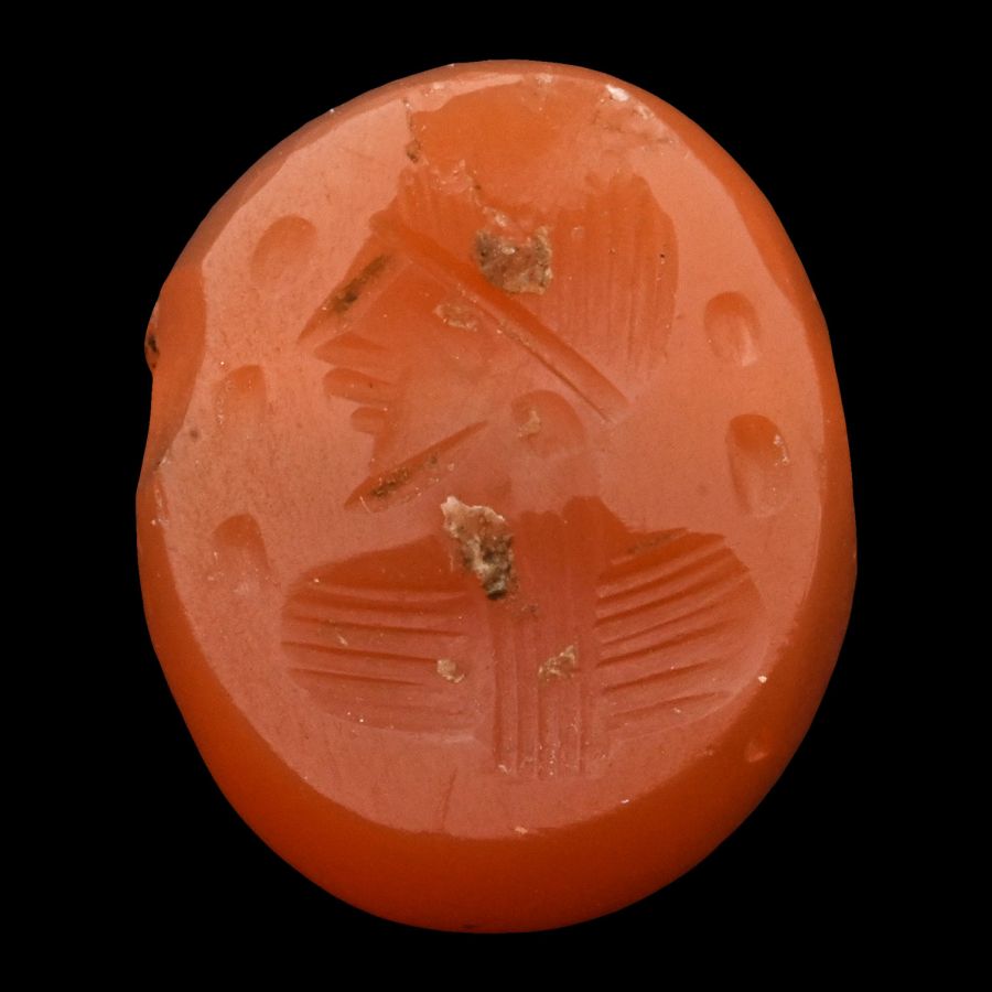 Sasanian Carnelian Stamp Seal with Bust