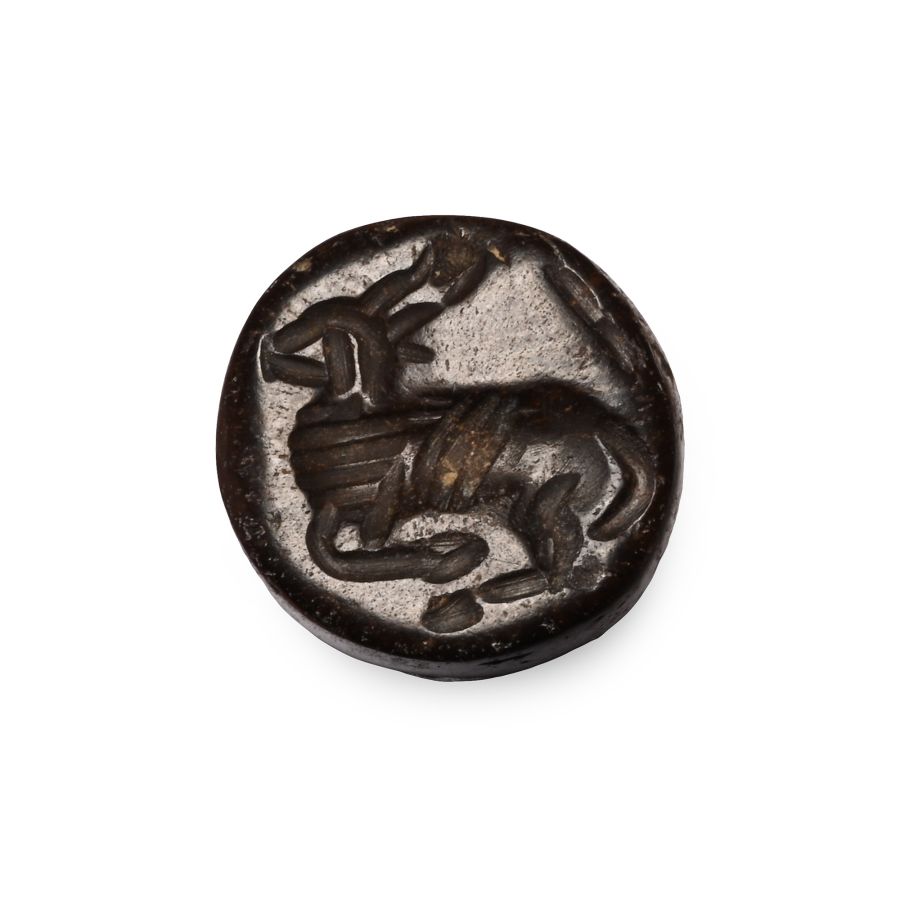 Sasanian Haematite Stamp Seal with Recumbent Antelope