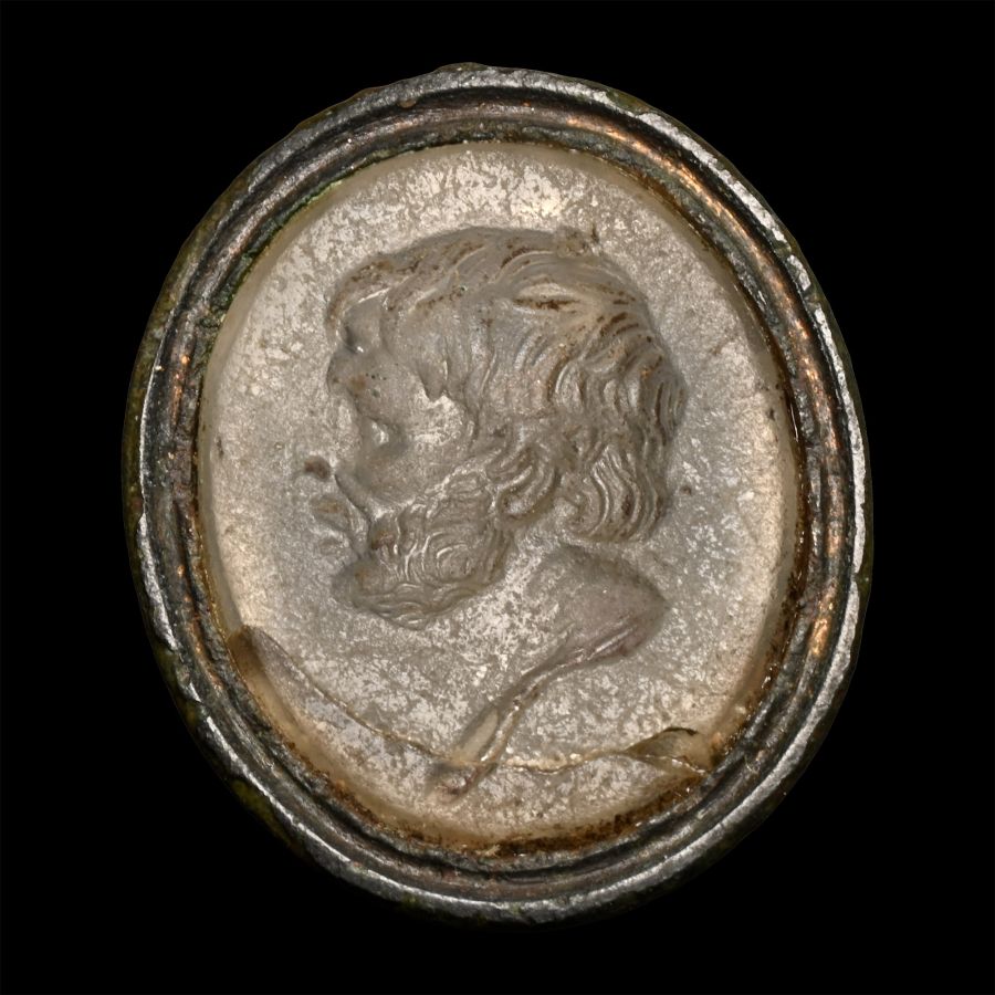 Neo-Classical Glass Fob Seal with Bust