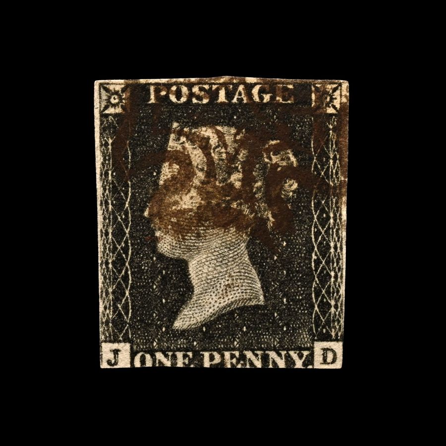 Victorian Penny Black with 'Dark Brown' Maltese Cross