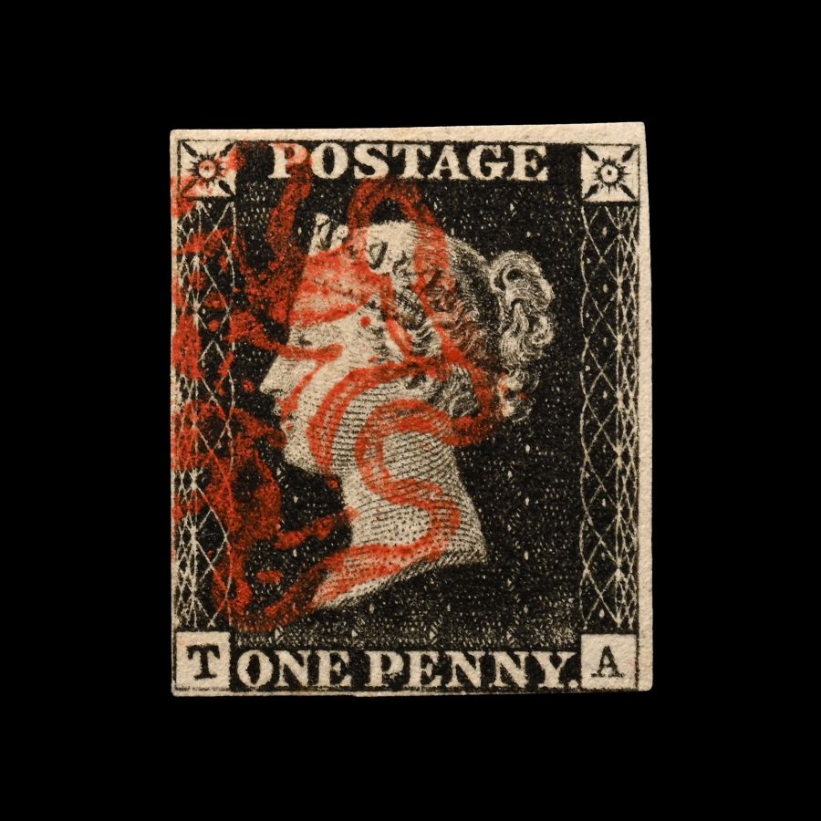 Victorian Penny Black with 'Stonehaven - Red Double Lined' Maltese Cross