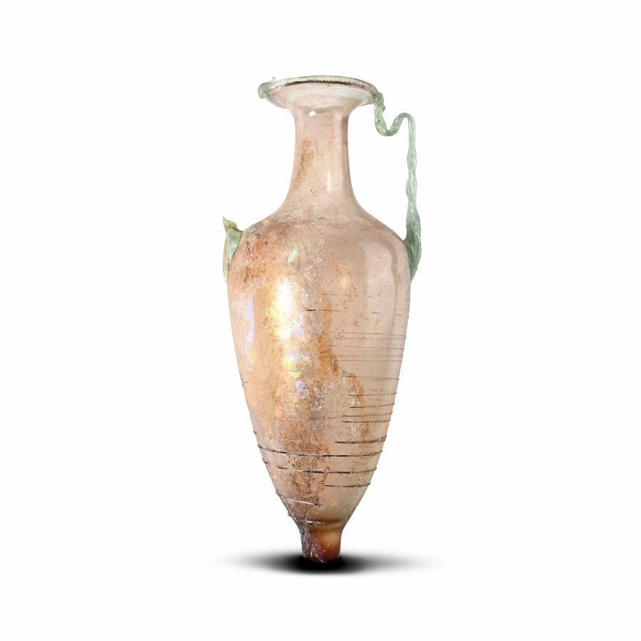 Large Roman Glass Amphora with Trail