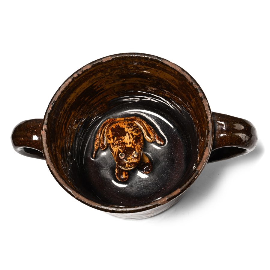 Slipware Frog 'Loving Cup' Named Tom Frozon and Dated