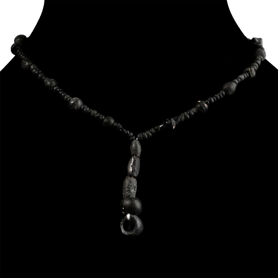 Roman Black Glass and Other Bead Necklace String
