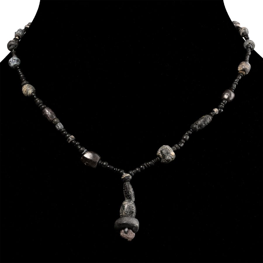 Roman Black Glass and Other Bead Necklace String