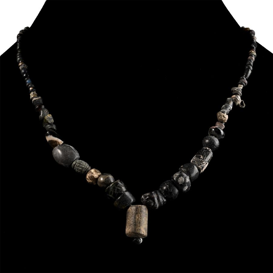 Roman Black Glass and Other Bead Necklace String