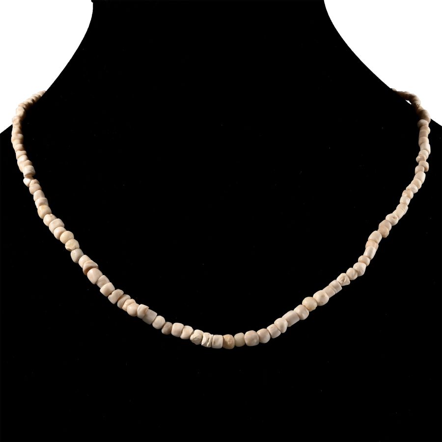 Western Asiatic Cream Glass and Other Bead Necklace String