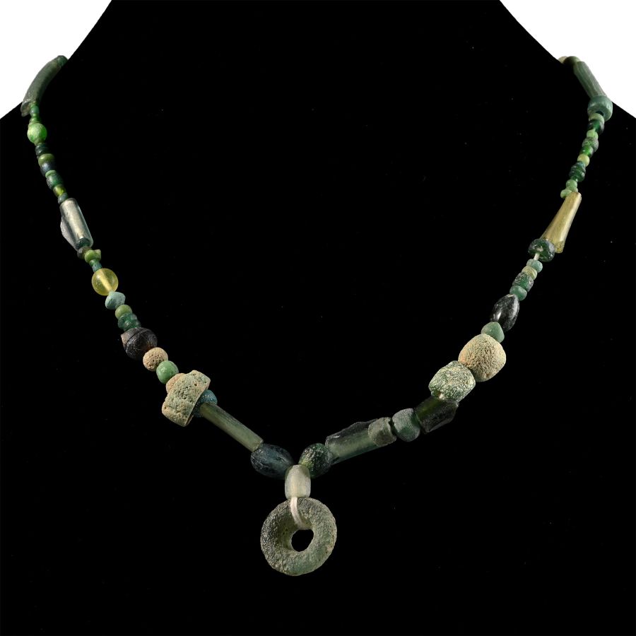 Roman Green Glass Bead Necklace String