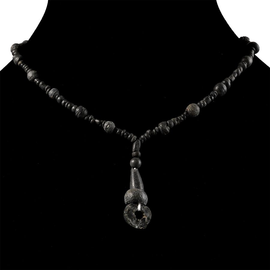 Roman Black Glass and Other Bead Necklace String
